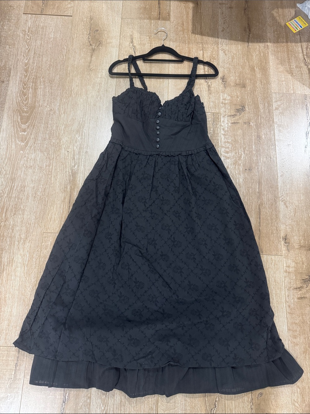 Commense Black Maxi Dress with Button Front